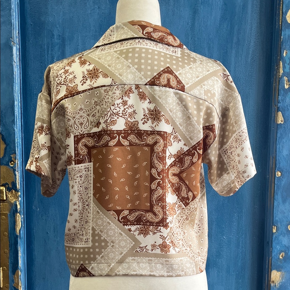 Pleione Patchwork Button-Up Shirt - image 3